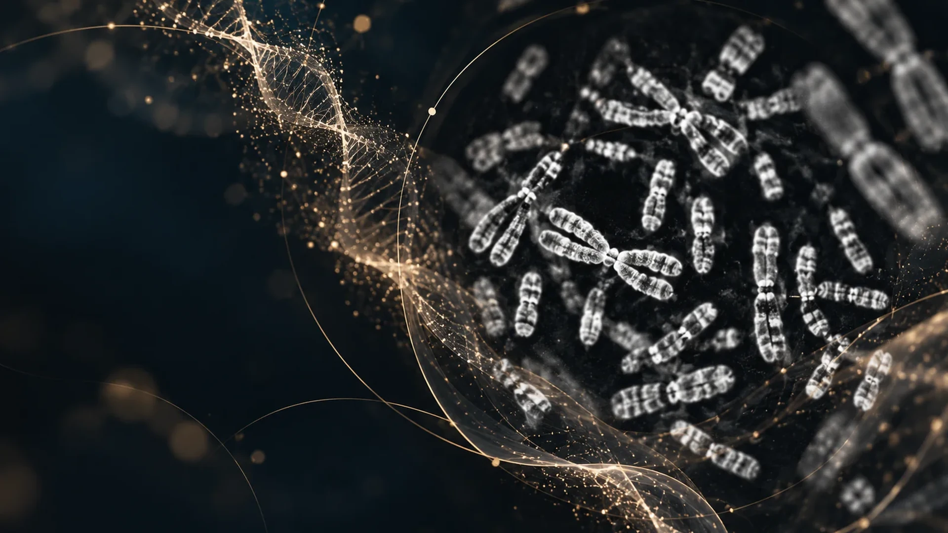 Chromosome-inspired artwork for clinical genetics.