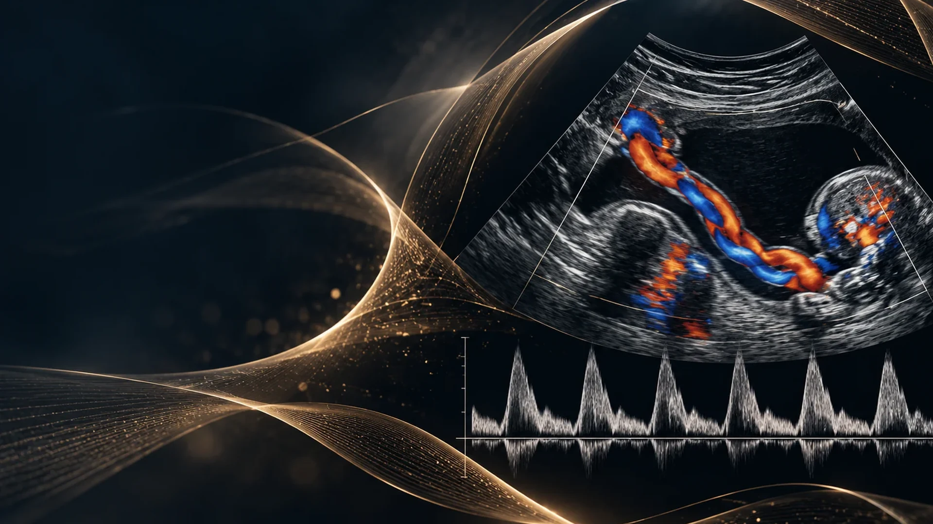 Conceptual Doppler and blood-flow artwork for high-risk pregnancy care.